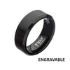 8mm Matte Black IP Steel Beveled Comfort Fit Ring