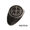 Black IP Antique Finish Steel Anchor Inlay Ring