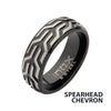Black IP Steel Chevron Spearhead Comfort Fit Ring