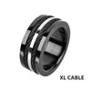 Multiple Cables Inlayed in Black IP Ring