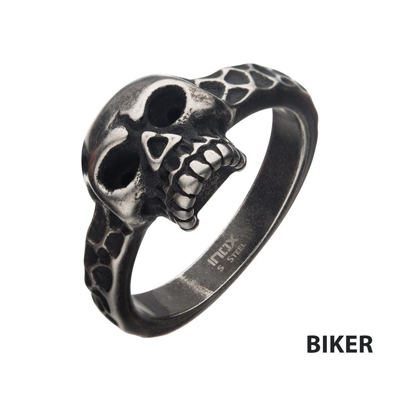 Antiqued Steel Skull Ring