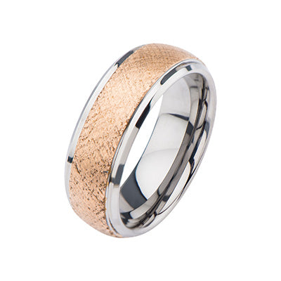 Steel & Gold IP Patterned Design Ring