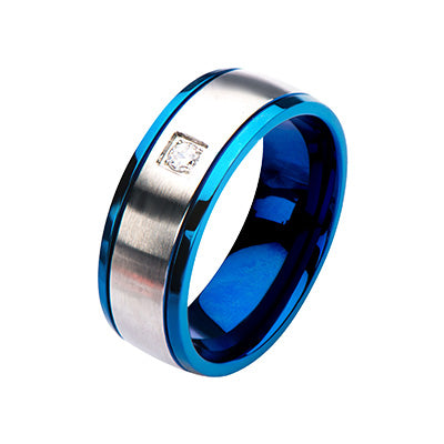 Steel & Blue IP Ring
