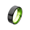 Green Steel Black IP Aluminum Flat Wedding Band Ring