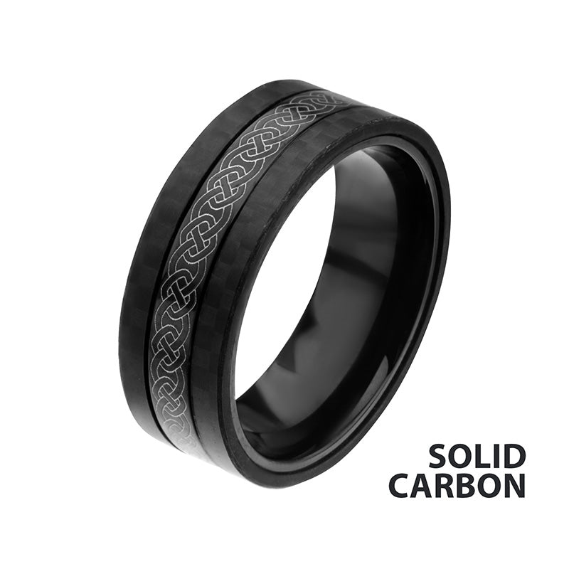 Center Celtic Design Carbon Fiber Ring