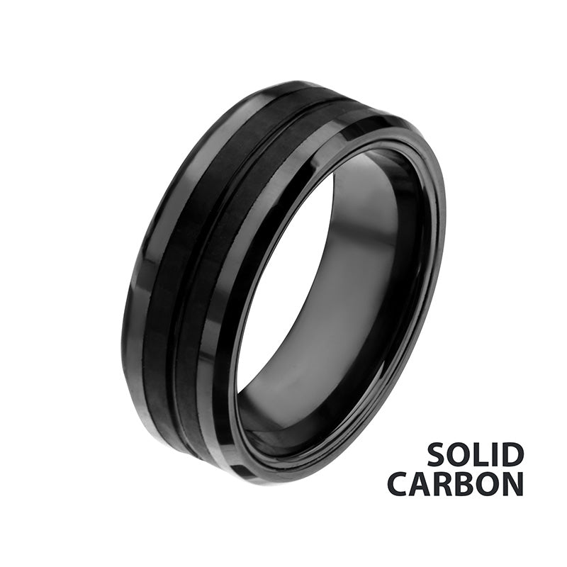 Black IP Carbon Fiber Ring