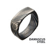 8mm Matte Blue IP Damascus Steel Square Edge Ring