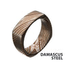 8mm Matte Rose Gold IP Damascus Steel Square Edge Ring