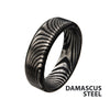 7mm Matte Black IP Damascus Steel Band Ring