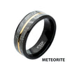 8mm Gold IP & Meteorite Inlay Black IP Comfort Fit Ring