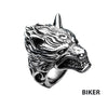Steel 3D Wolf Ring