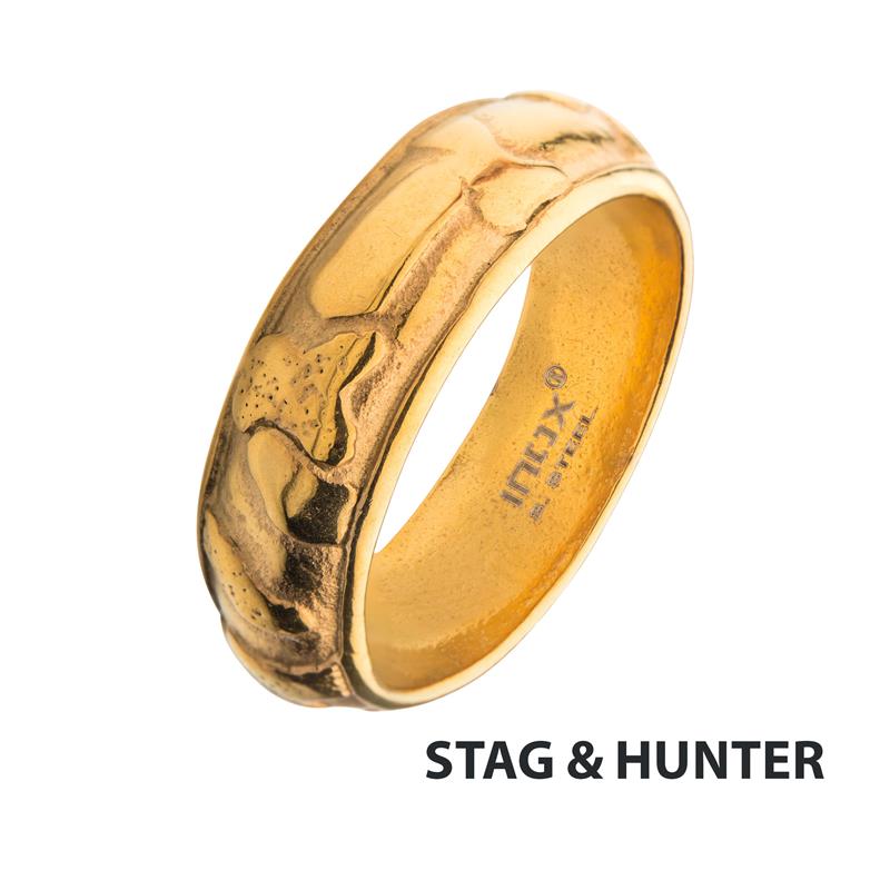 7mm Gold IP 3D Canyon Pattern Ring