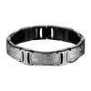 Black IP Steel Scroll Pattern Link Bracelet
