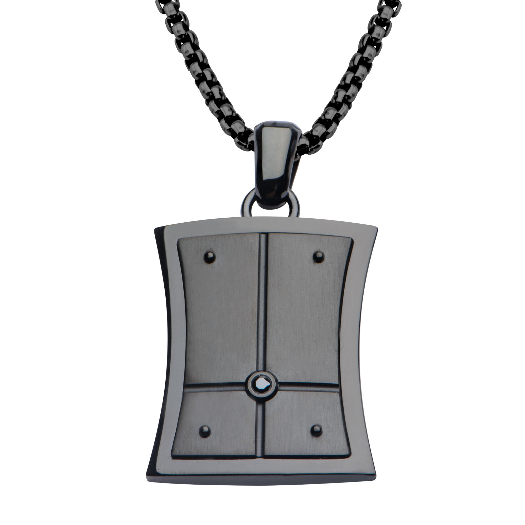 2.5mm Black Diamond Black IP Dog Tag Pendant