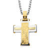 Diamond Gold IP Steel Intricate Carved Pattern Cross Pendant