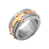 Rose Gold IP Bar Accent Pattern Ring