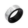 Black IP Steel Scroll Pattern Ring