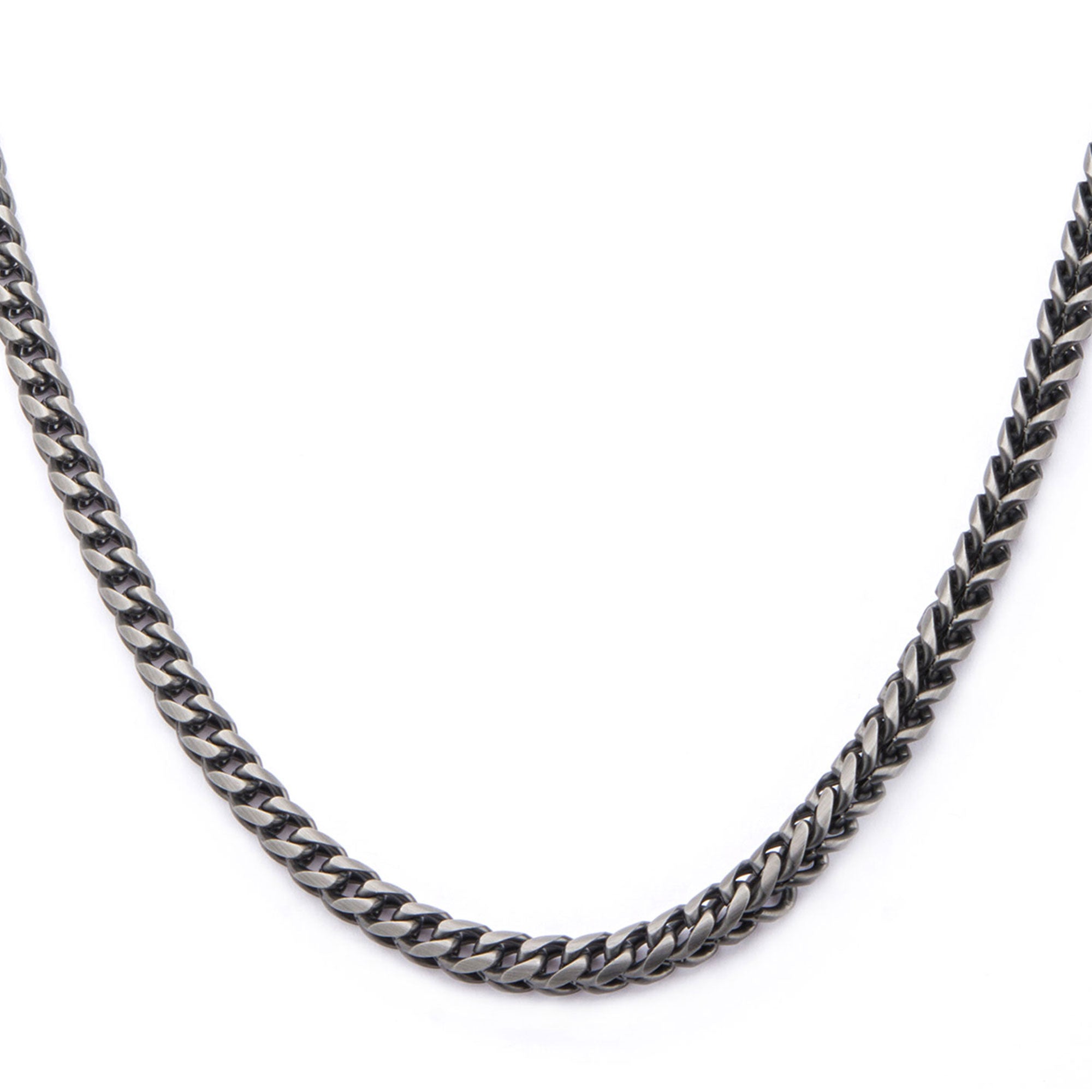 Black IP Gun Metal Steel Foxtail Chain Necklace