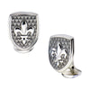 Polished Steel Fleur de Lis Accent on Brushed Gun Metal IP Cufflinks