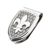 Polished Steel Fleur de Lis Accent on Brushed Gun Metal IP Money Clip