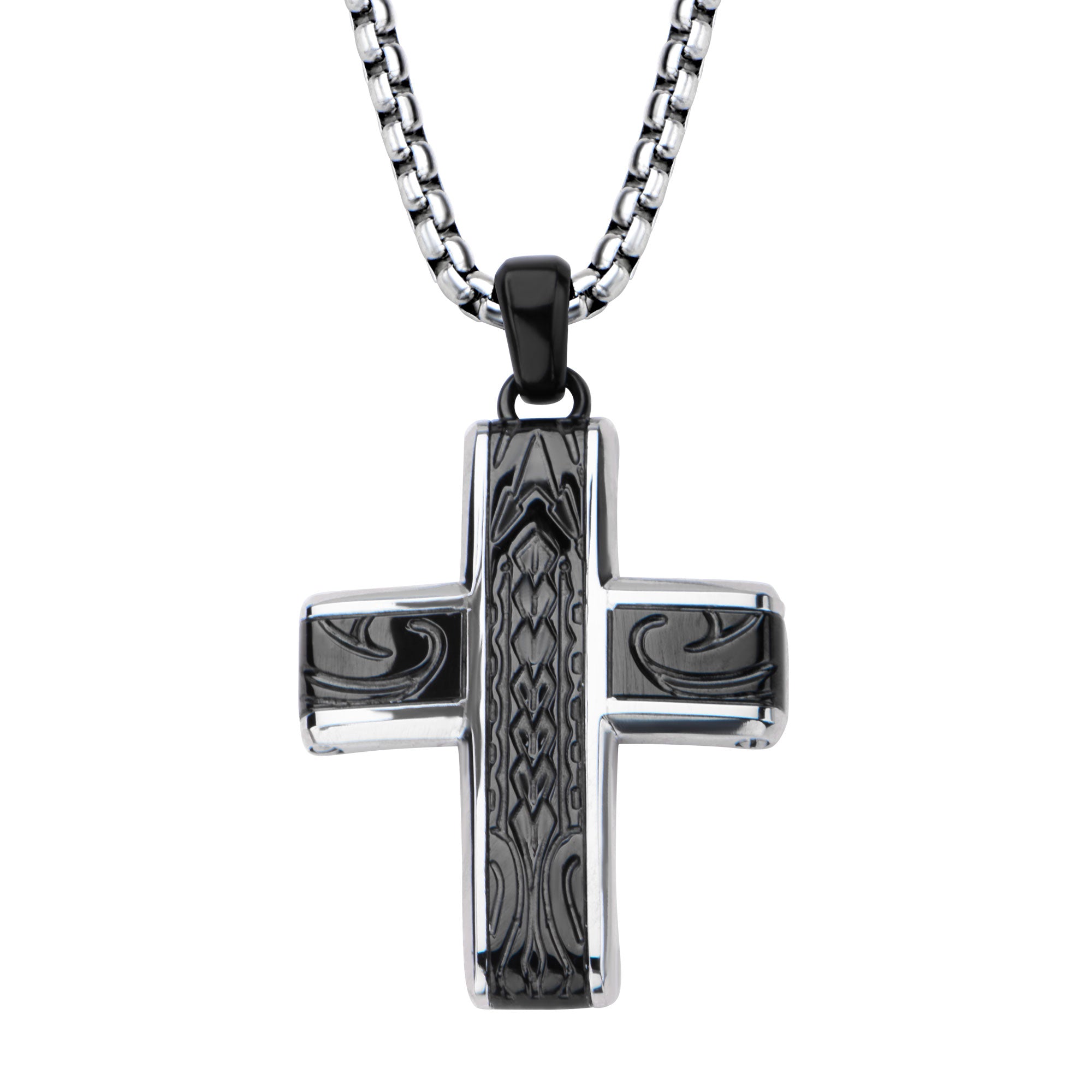 Black IP Embossed Coin Stamped Pattern Pendant