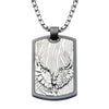 Sandblasted Gun Metal IP Eagle Dog Tag Pendant