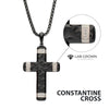Black IP Carved Steel Large Cross Pendant