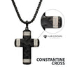 Black IP Carved Steel Small Cross Pendant