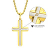 18K Gold IP Steel Lab-Grown Diamond Brushed Cross Pendant
