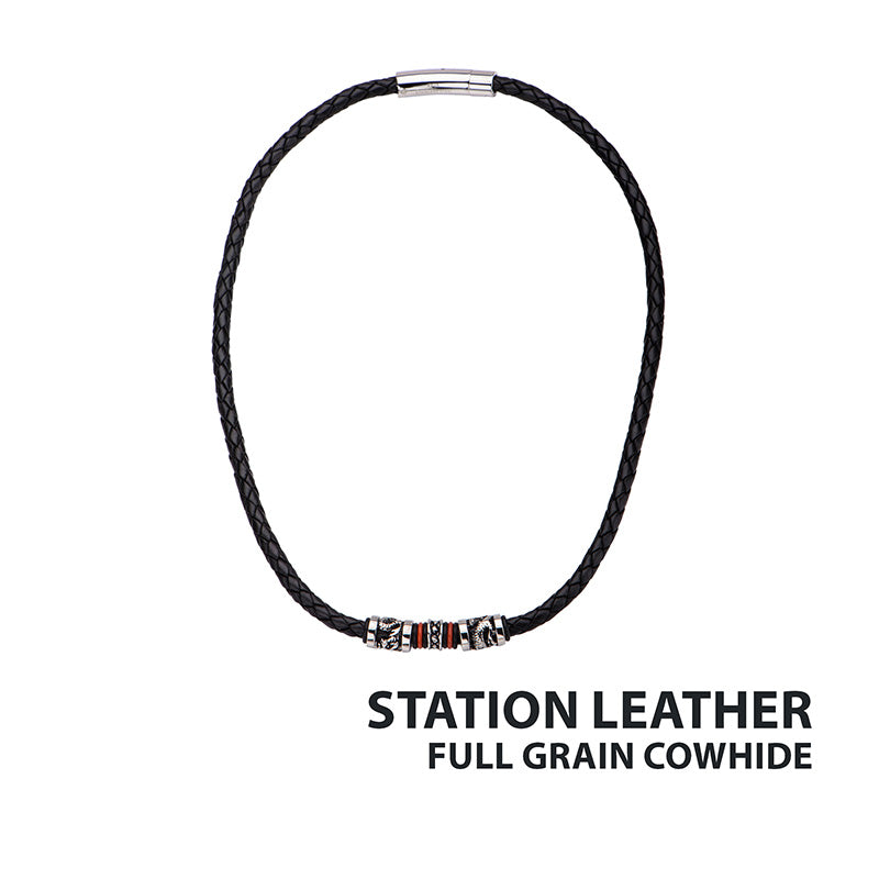 Black Cowhide Leather Necklace