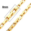 8mm Polished 18K Gold IP Steel Paperclip Chain Heavy Link Necklace