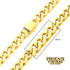 8mm 18K Gold IP Steel Matte Miami Cuban Chain Necklace Black Sapphire