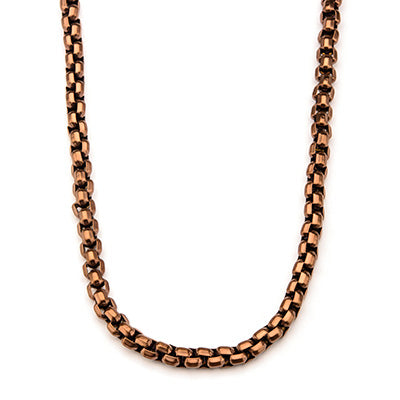 Rose Gold IP Round Box Chain Necklace