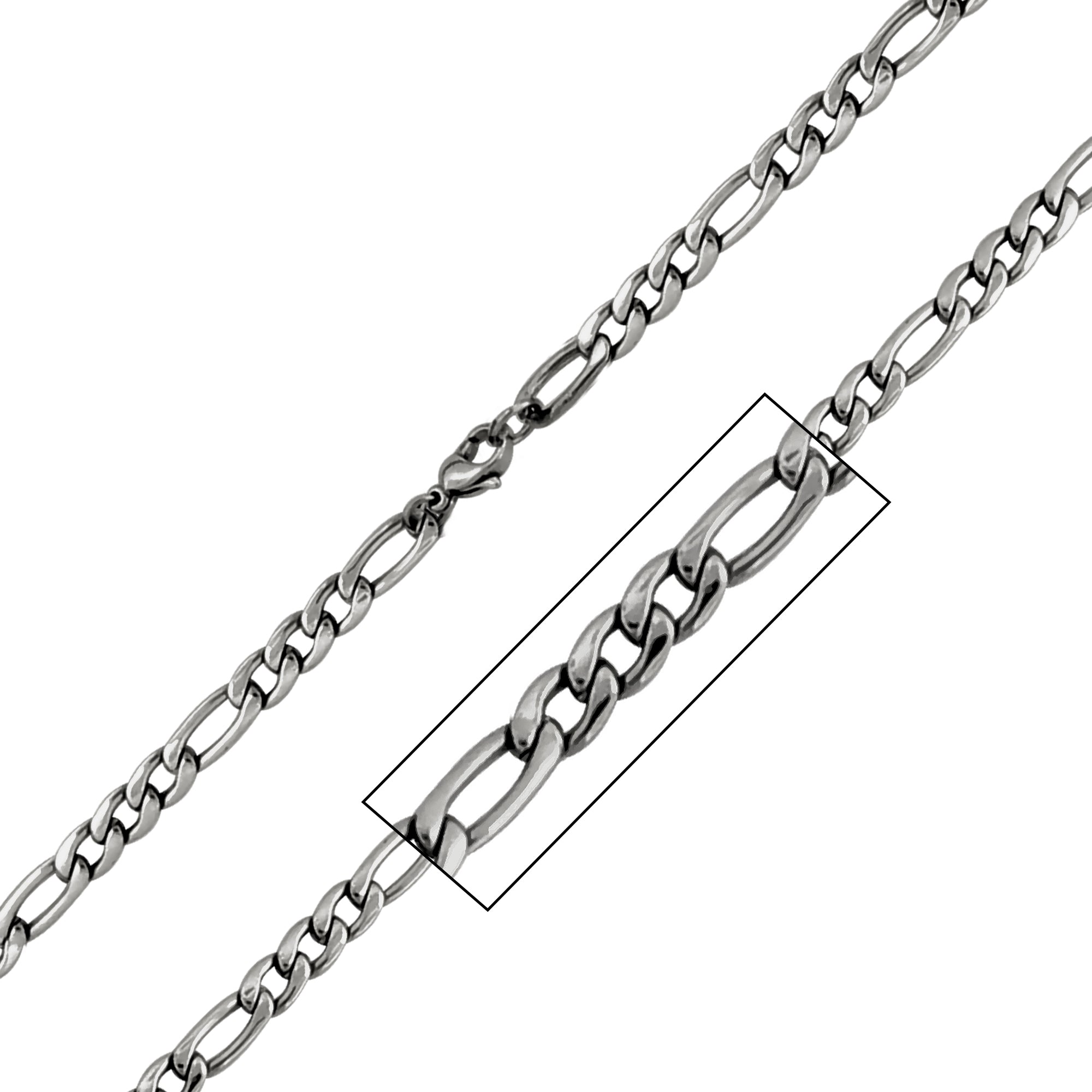 Steel 6mm Figaro Polished Chain