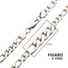 8mm Steel Figaro Chain Necklace