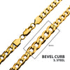 8mm 18K Gold IP Bevel Curb Chain Necklace