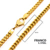 4mm 18K Gold IP Franco Chain Necklace