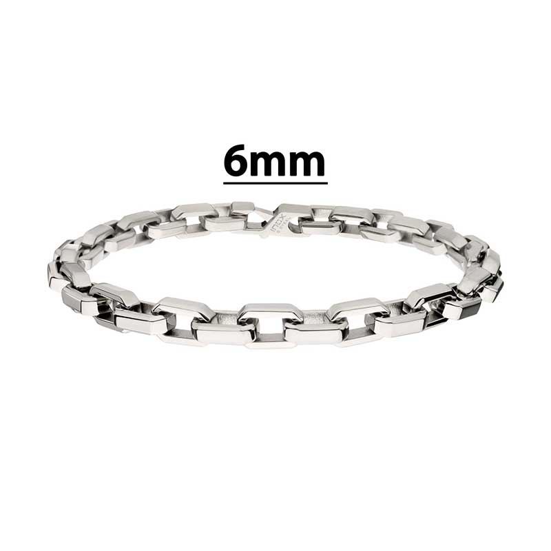 6mm Polished Steel Paperclip Chain Bracelet