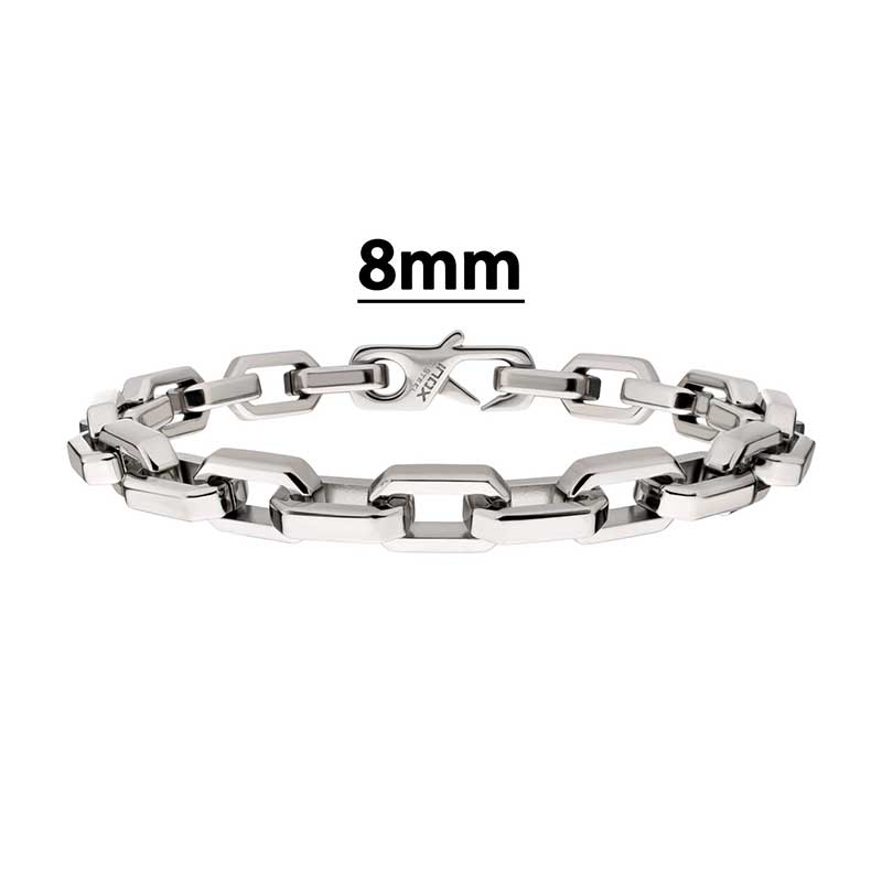 8mm Polished Steel Paperclip Chain Bracelet