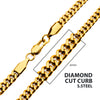 6mm 18K Gold IP Diamond Cut Curb Chain Necklace