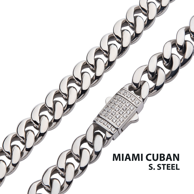 8mm Steel Miami Cuban Chain Necklace