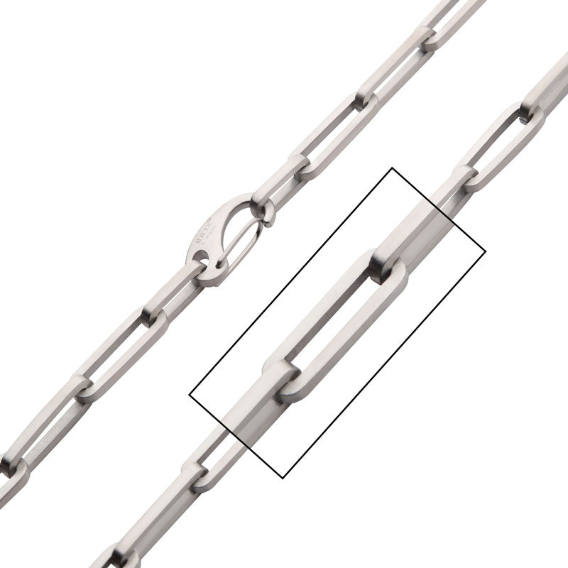 Matte Steel Paperclip Link Chain Necklace
