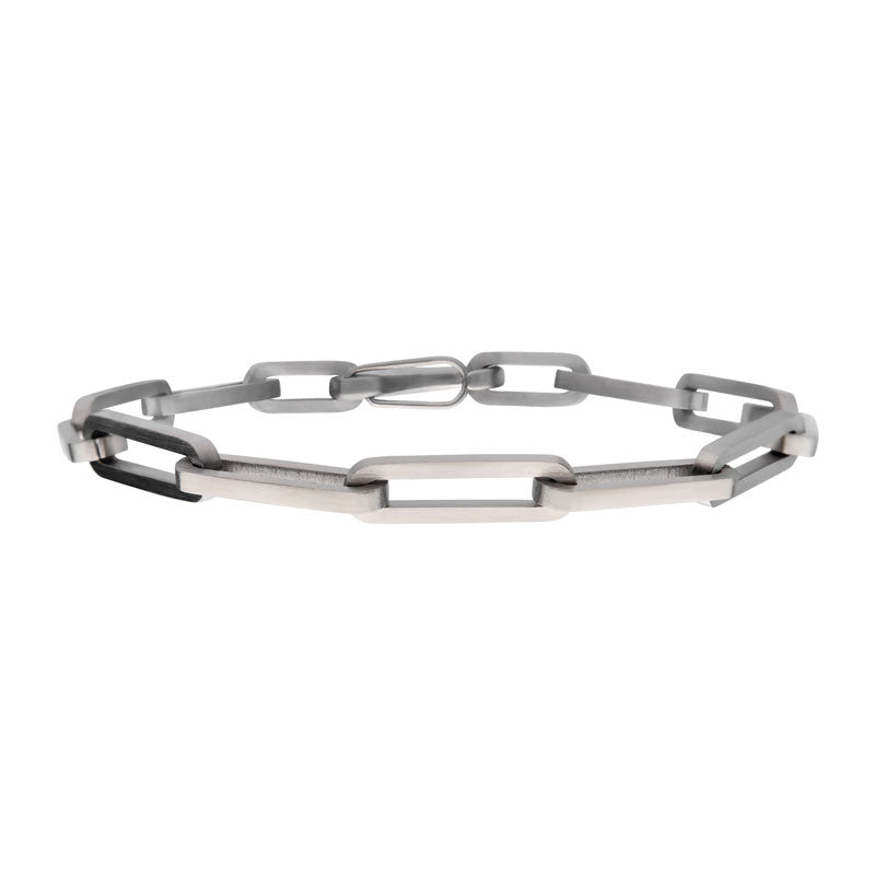 Matte Steel Paperclip Link Chain Bracelet