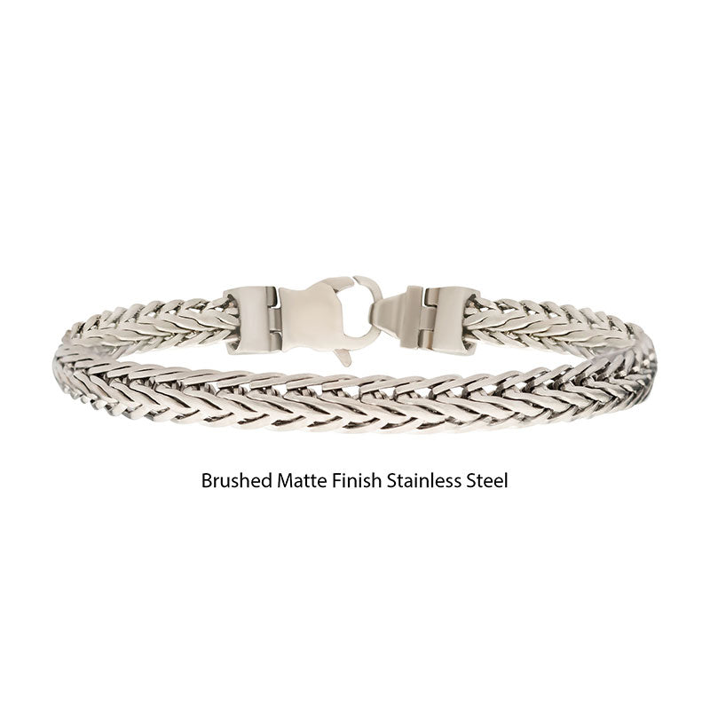 Brushed Matte Steel Double Diamond Cut Spiga Chain Bracelet