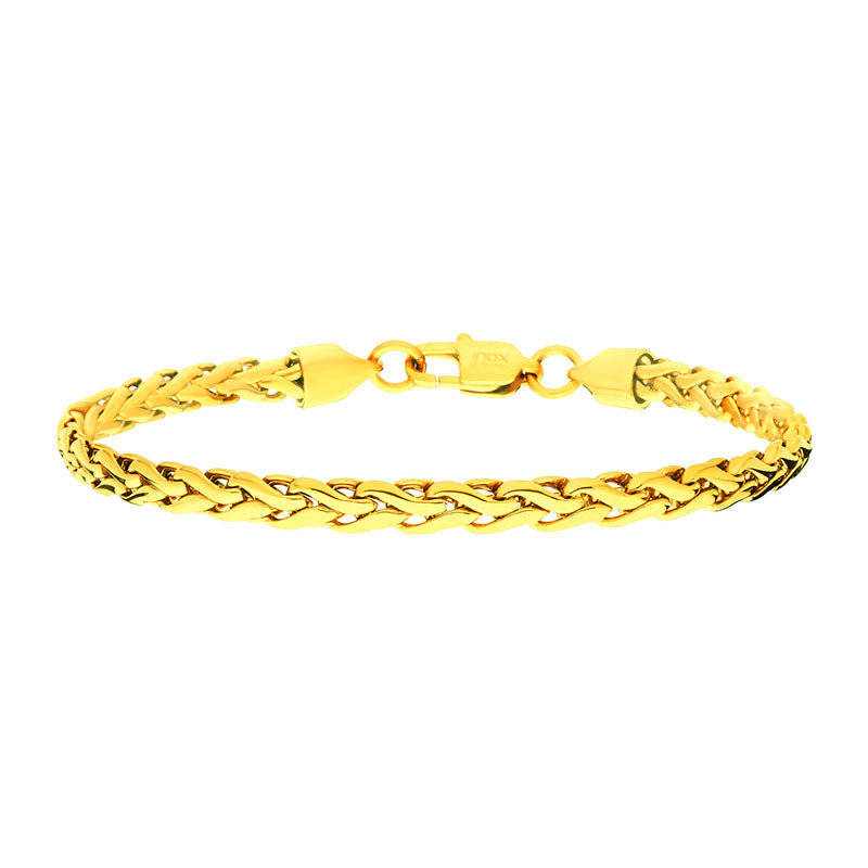 5mm 18K Polished Gold IP Steel Spiga Chain Bracelet