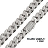 12mm Steel Miami Cuban Chain Necklace