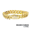 12mm 18K Gold IP Miami Cuban Chain Bracelet