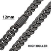 12mm Gun Metal IP Steel Miami Cuban Chain Necklace