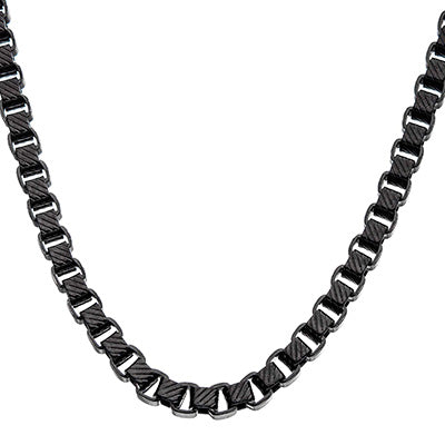 Steel 5.5mm Black IP Round Box Chain Necklace
