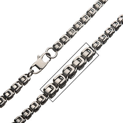 Matte Steel 5mm Byzantine Chain Set